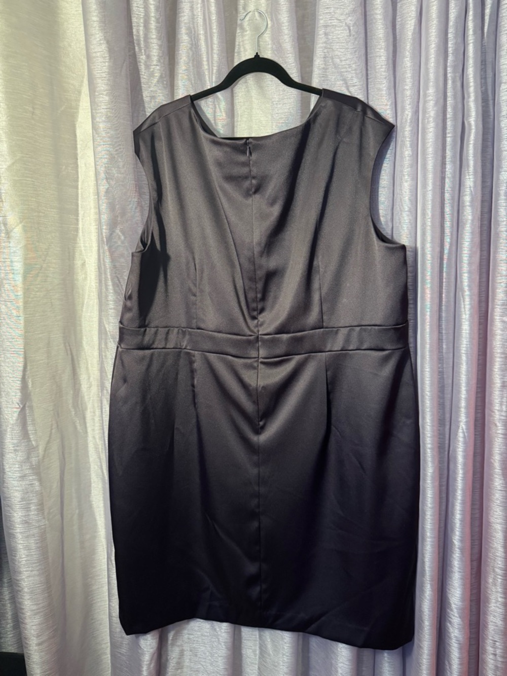 dressbarn Plum Satin Wrap-Front Midi Dress - Picture 2 of 6